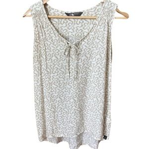 The North Face Sleeveless Taupe & White Scoop Neck Tank Top with Ties